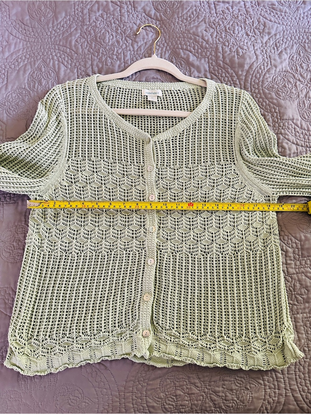Sundance Light Sage Crochet Button-Up Cardigan - Picture 5 of 5
